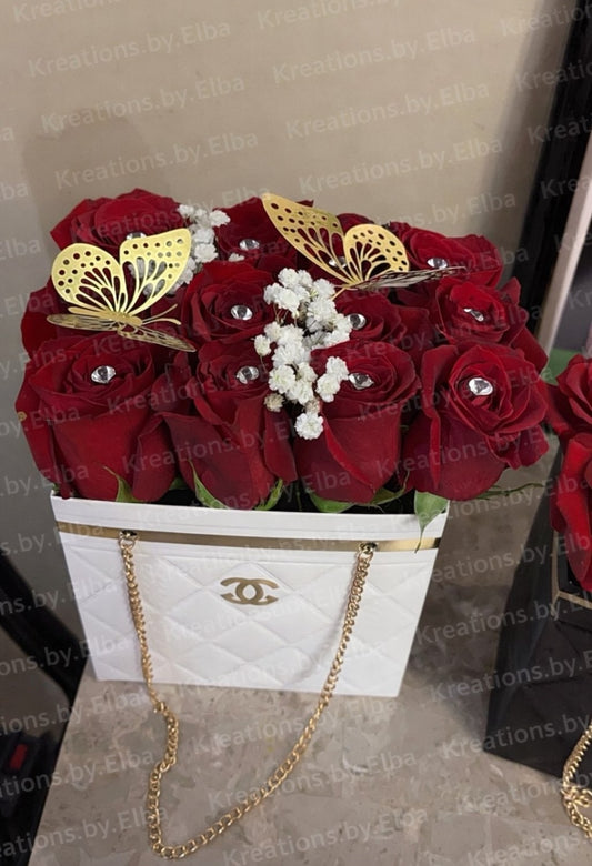 Luxury 12 Rose Purse Box Arrangement